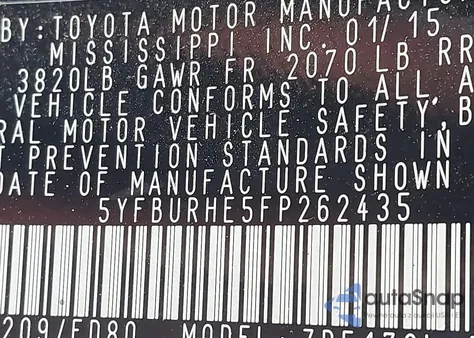 2015 Toyota Corolla S Plus from USA, damaged, VIN 5YFBURHE5FP262435
